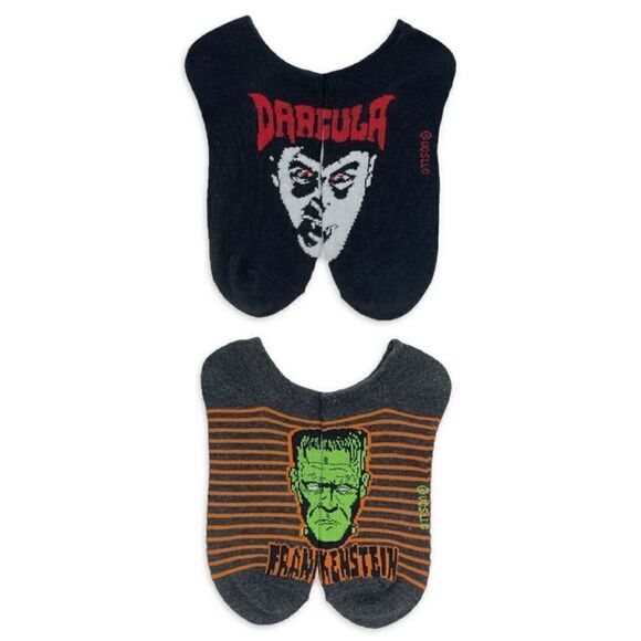 Monsters Women's No-Show Socks, 2-Pack, Size 4-10 Frankenstein & Dracula - Picture 2 of 8